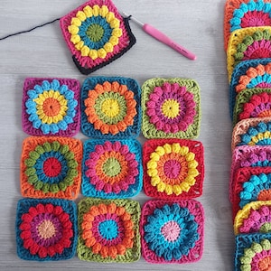 Crochet Granny Square Bag PDF pattern Sunflower Squares image 6