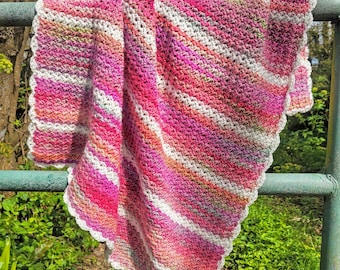 Easy Crochet Baby Blanket Pattern - One Row Repeat (PDF)