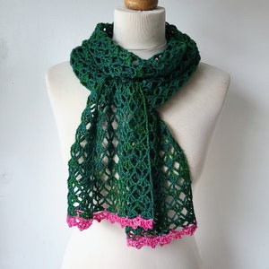 Crochet Lace Scarf Easy Pattern PDF One Skein Project image 1