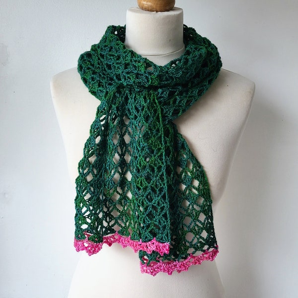 Crochet Lace Scarf Easy Pattern PDF - One Skein Project