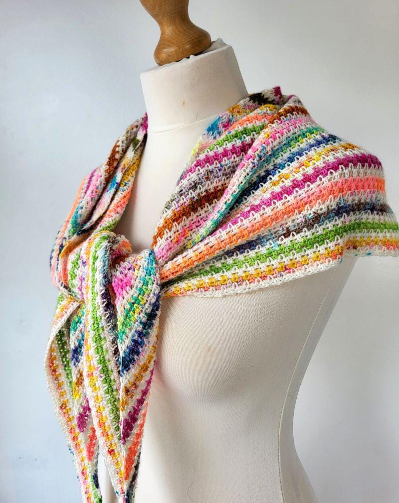 Crochet Moss Stitch Shawl Pattern - Triangle Crochet Scarf PDF - Etsy