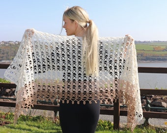 Crochet Delicate Lace Shawl Wrap PDF Pattern