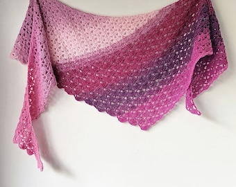 Crochet Shawl - DK Yarn Cake - Crochet Shawlette -  easy pattern PDF