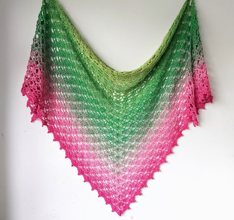 Crochet Shawl Pattern Lace Shells triangle crochet scarf easy pattern PDF image 3