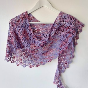 Easy One Skein Crochet Shawl Pattern - fingering - asymmetric - crochet scarf pattern PDF
