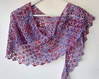 One Skein Crochet Shawl Pattern: Asymmetric Lace Scarf (PDF Pattern)