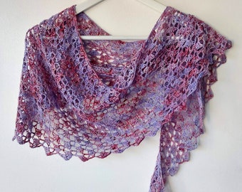 Easy One Skein Crochet Shawl Pattern - fingering - asymmetric - crochet scarf pattern PDF