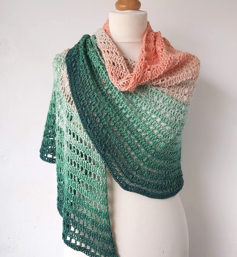 Crochet Semi-Circle Shawl Pattern Apricot Rose Crochet Half Circle pattern PDF image 3