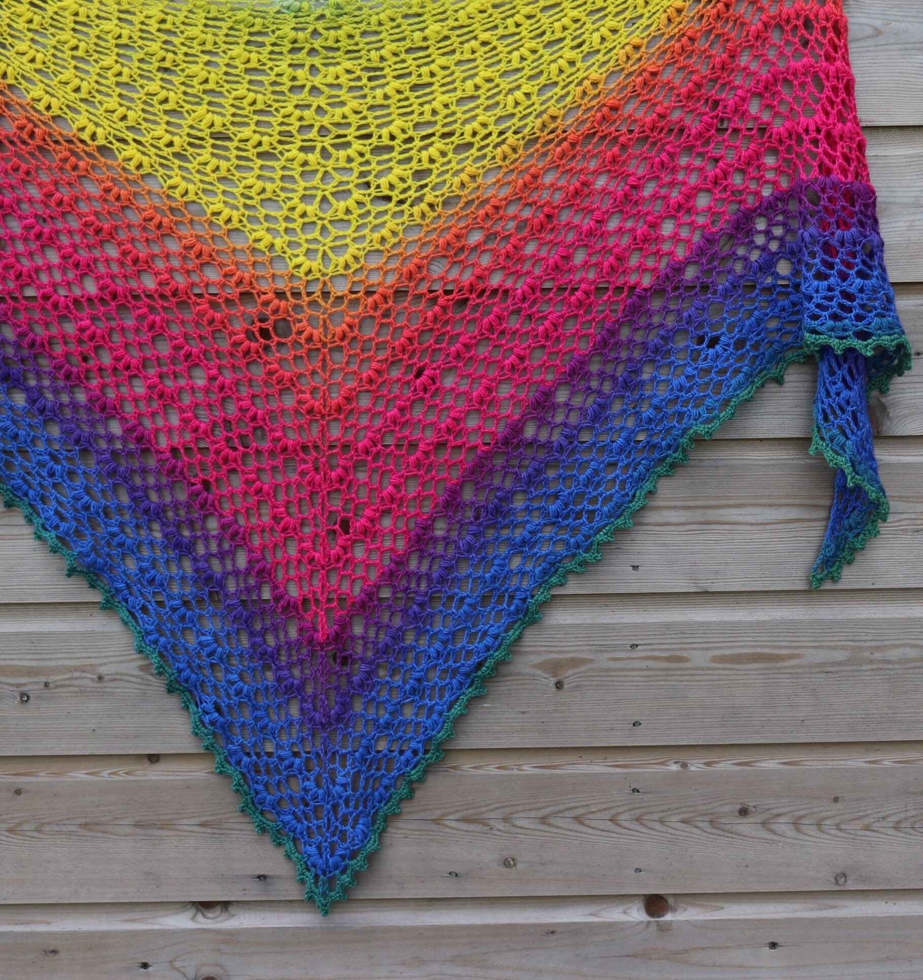 Crochet Shawl Pattern - Lace Triangle Rainbow Shawl PDF - Gradient Yarn ...