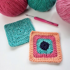 Cuadrado de la abuela de crochet liso: ¡sin espacios! Patrón en pdf