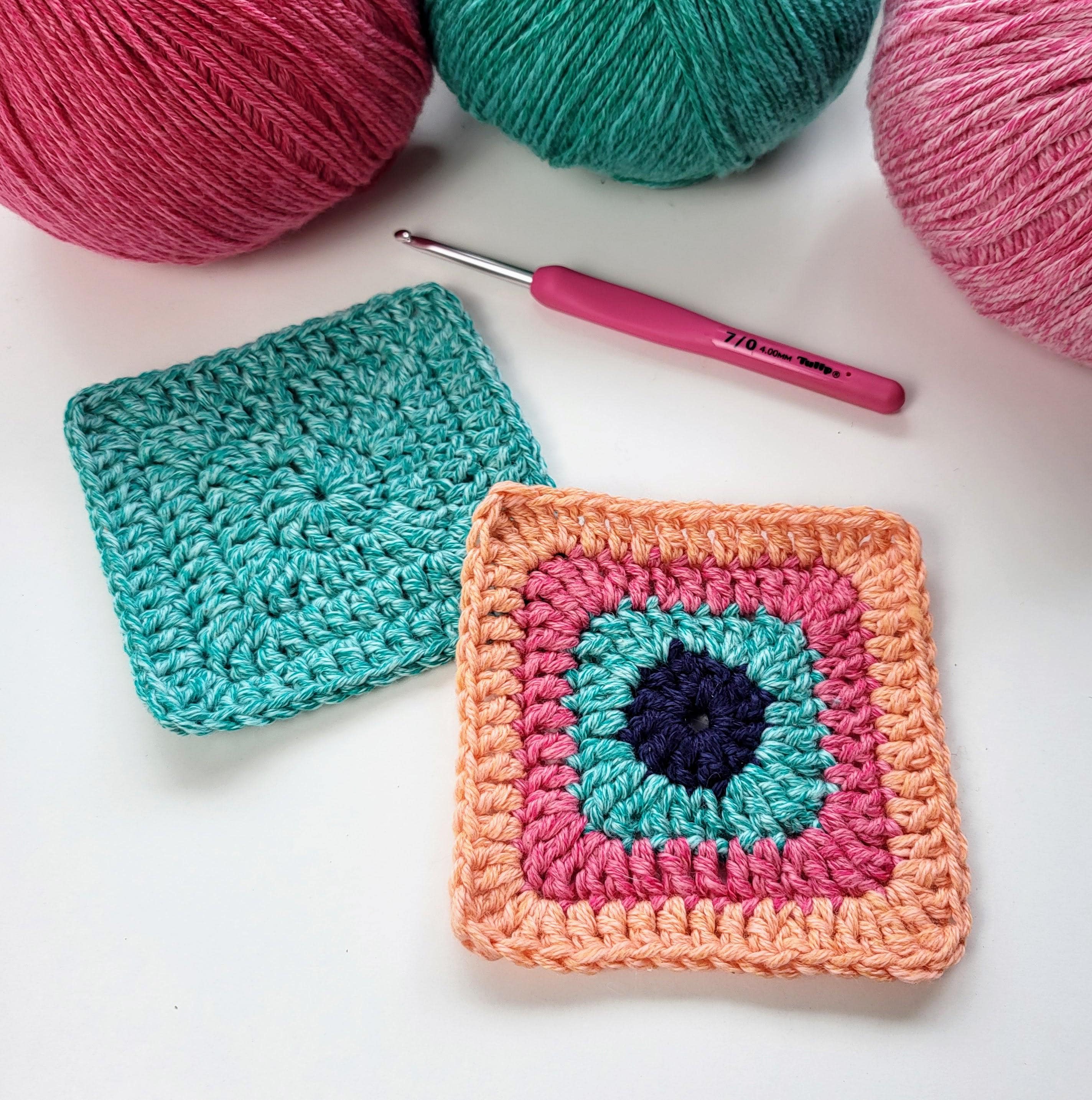 Kit Complet Crochet Pour Couverture Carrée Grand-mère - 800 G De Fil (coton/acrylique), 2 Crochets, Accessoires, Tutoriel Vidéo - Taille Environ 105x80 Cm