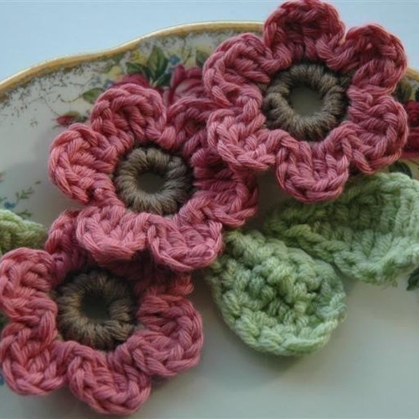 Pink and Brown Organic Cotton Flowers
