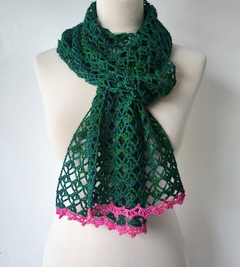 Crochet Lace Scarf Easy Pattern PDF One Skein Project image 2