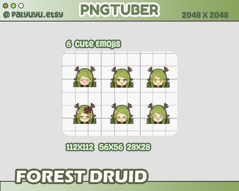 Cute Forest Druid Pngtuber | Chibi Kawaii | Ready to Use | Anime Vtuber ...