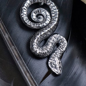 Serpent of Wisdom -- Handmade Pendant in Sterling Silver or Bronze