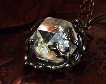 Crystal Throne -- Quartz Pendant in Bronze or Sterling Silver