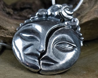 Dark Side of the Moon -- Twin Pendant in Bronze or Silver