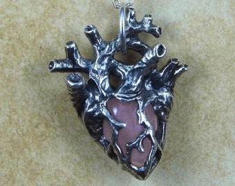 Kind Heart -- Rose Quartz Anatomical Pendant