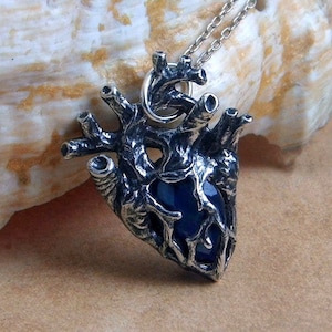 Royal Heart -- Anatomical Lapis Lazuli Pendant in Bronze or Silver