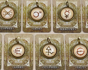 Alchemy Symbols -- Brass Pendants