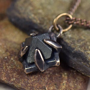 Compass Stone Raw Magnetite Crystal set in Bronze