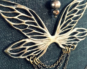 Gossamer -- Faery Wing Necklace in Bronze or Silver