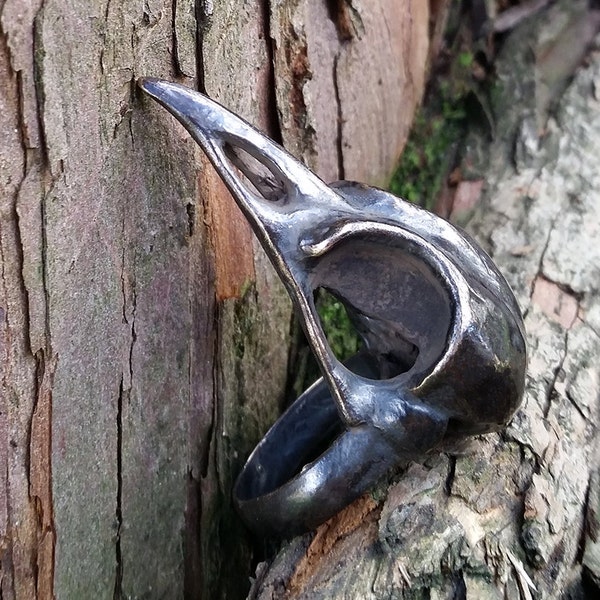 Morrigan - Vogelschädel Ring in Bronze oder Silber