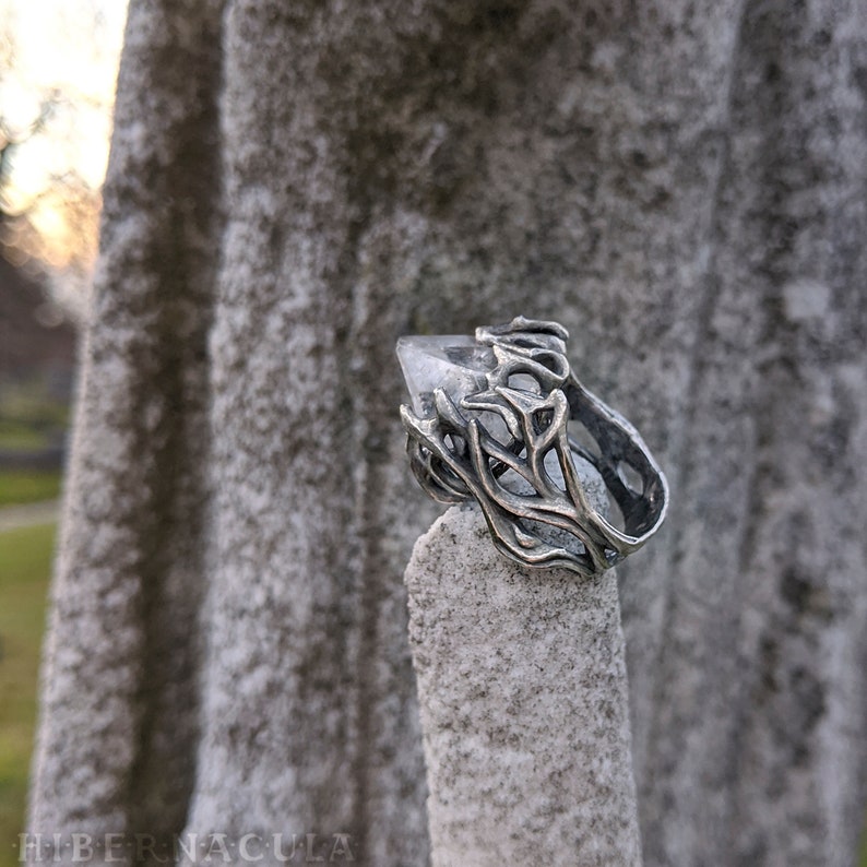 Apophyllite Pyramid Ring - Adjustable Spiral Ring in Bronze or Silver ...
