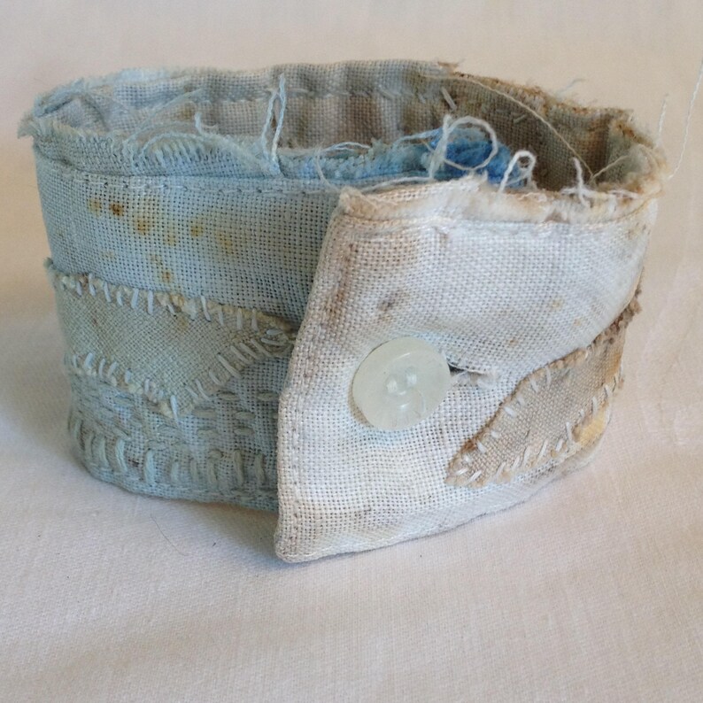Wrist Cuff Bracelet Repurposed Fabric Natural Dyes Hand Etsy