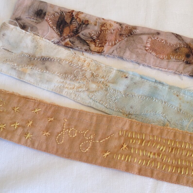 Wrist Cuff Bracelet Repurposed Fabric Natural Dyes Hand Etsy