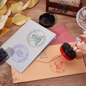 Custom Book Stamp-Ø50mm Custom Stamp From the Library of Stamp, Book Embosser, Book Lover Gift, Self Inking Stamp wedding stamp