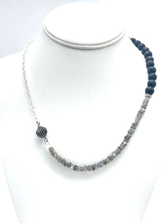 Labradorite and Lava Necklace