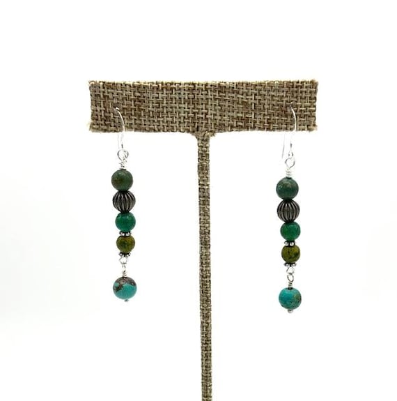 Turquoise 5 Bead Dangle Earring