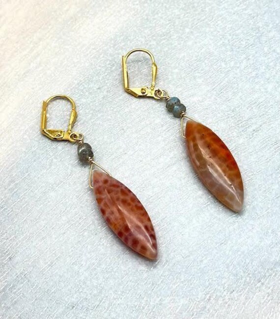 Sunstone Teardrop Earrings