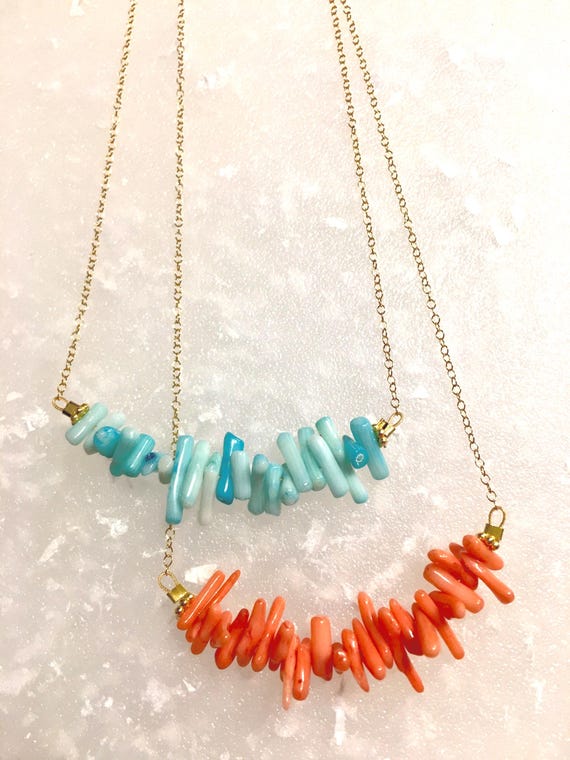 Coral Necklace, Blue Coral Necklace, Sea Blue Coral, Sacred Necklace