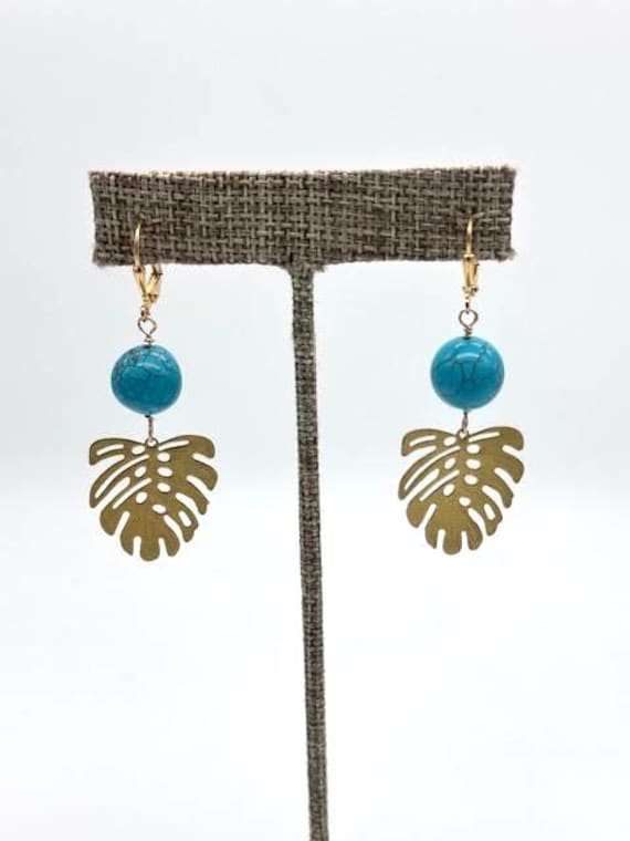Gold Monstera Leaf Earrings