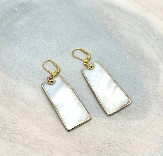 Mother of Pearl Rectangle Earrings