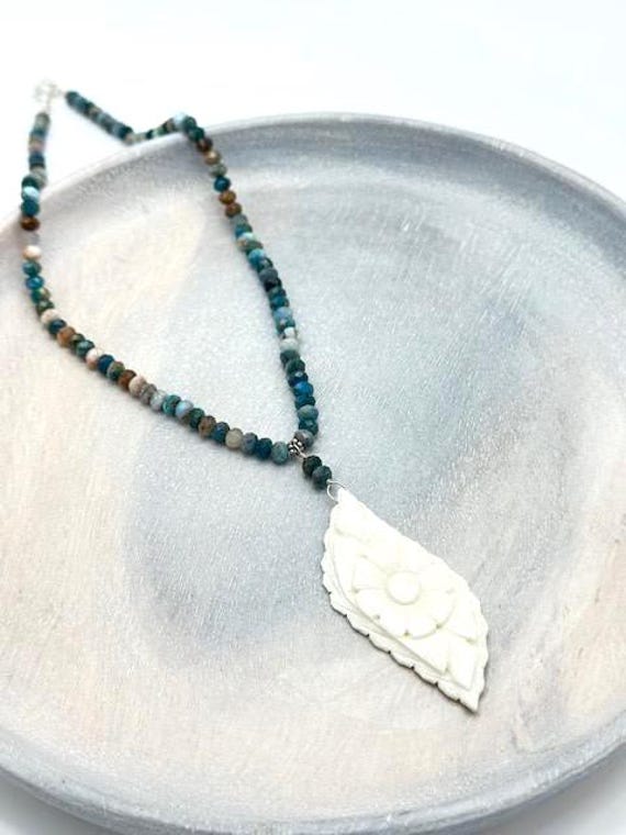Apatite Necklace with Leaf Pendant