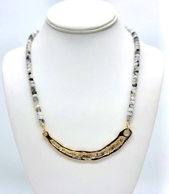 Zebra Jasper Necklace with Greek Pendant