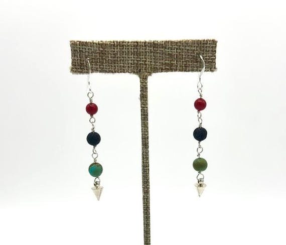 Coral and Turquoise Dangle Earrings