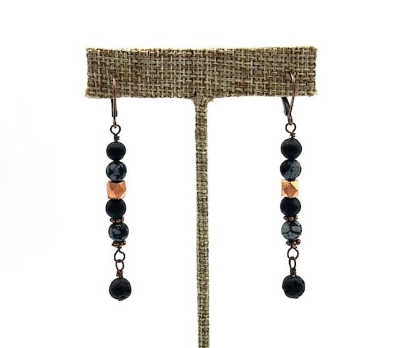 Lava 5 Bead Dangle Earring