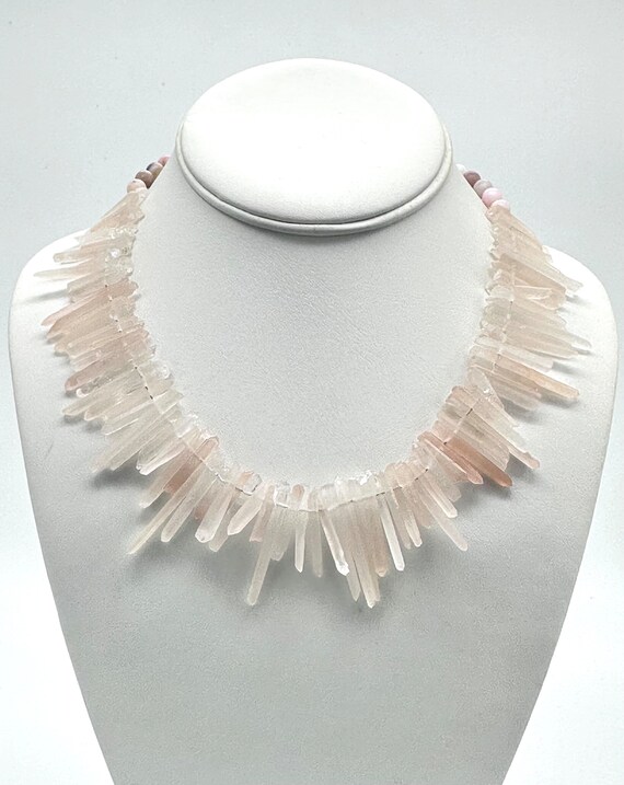 Rose Quartz Spike Necklace