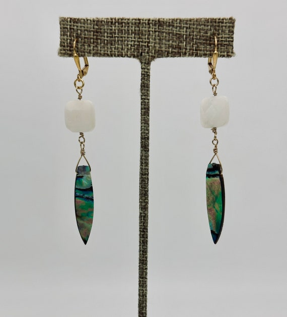 Abalone and Mother of Pearl Dangle Earrings