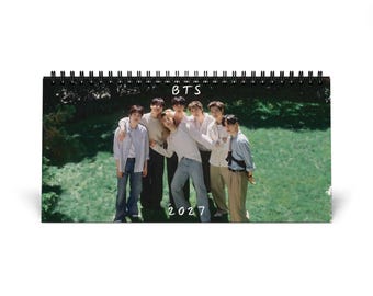 2027 BTS Desk Calendar | 2027 Kpop Calendar, Bangtan Boys, Jungkook, Jimin, V, RM, Suga, J-hope, Jin,  Monthly Calendar (10" x 5")