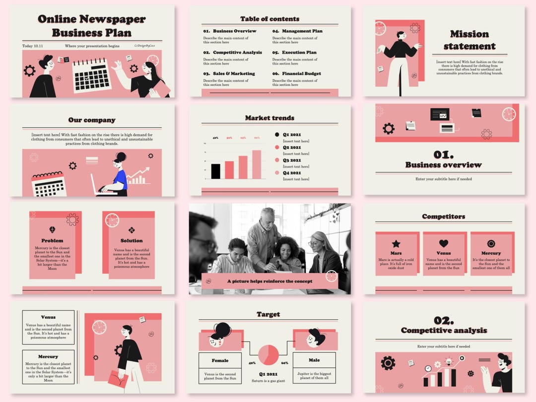 Customizable Powerpoint Presentation Template | Modern Pink & Black ...