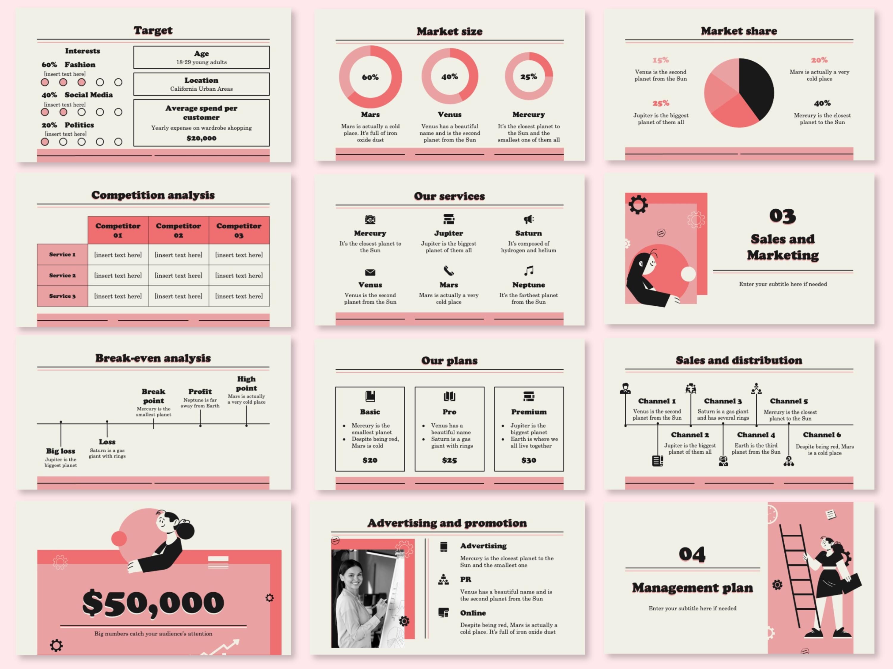 Customizable Powerpoint Presentation Template | Modern Pink & Black ...