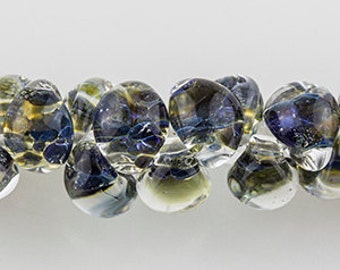 10 Teardrop Handmade Lampwork Beads - LIMITED EDITION Blue (TD-175)