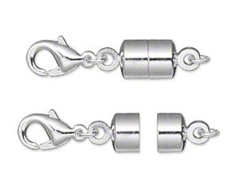 Two magnetic clasp converters, silver-plated brass, 28x7mm.