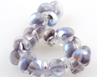 10 Handmade Teardrop Lampwork Glass 13 mm Boro Beads, Metallic series: Nocturnelle (21999).