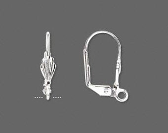 10 Sterling Silver-plated Lever-back Earwires with Shell and Lever Back
